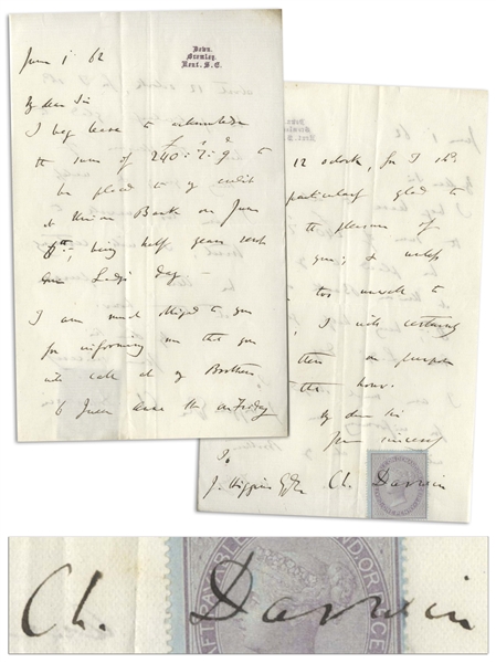 Charles Darwin Autograph Letter Signed From 1862, Just Weeks After ''Fertilisation of Orchids'' Was Published